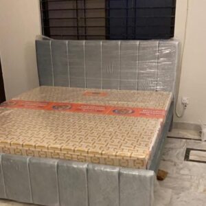 black fabric workspace bed