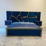 black luxury button tufted study bed