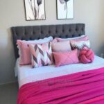 black upholstered study bed