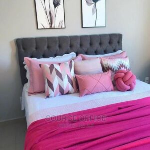 black upholstered study bed