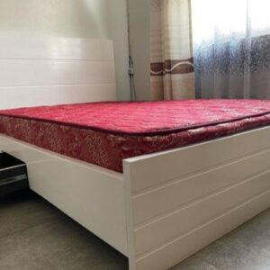 black workspace storage bed