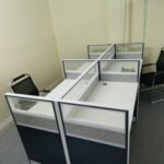 business desk with glass divider