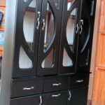 Stylish Three Door Cabinet with Glass Display Top