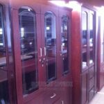 Tall 3 Door Wooden Cupboard with Glass Display Sections