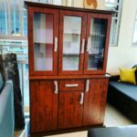 Grey Finish Living Room Cupboard with Three Storage Doors