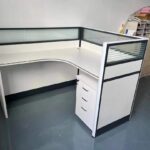 contemporary workstation with fixed cabinets