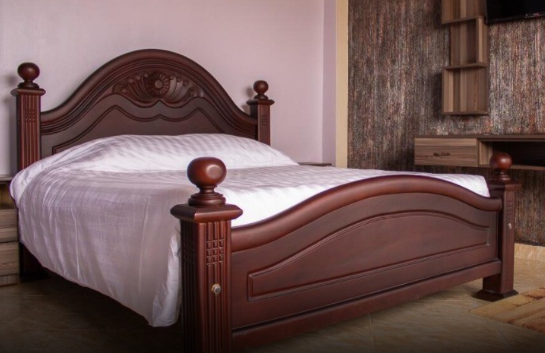Rustic Wooden Platform Bed with Black Finish Kampala