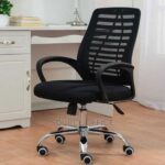 durable black office chair with wheels