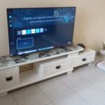 Contemporary Wooden TV Stand with Glass Top Kampala