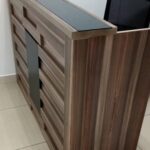 Office Reception Counter Desk Wooden Black White Uganda with Lockable Storage Drawers