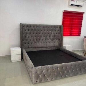 fabric bed with desk storage