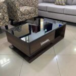 Family Lounge Coffee Table with Geometric Wooden Base Uganda