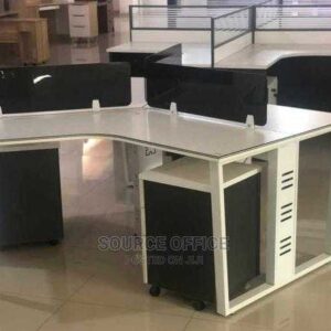 glass divider workstation with storage