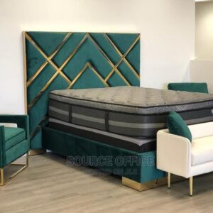 grey upholstered study bed