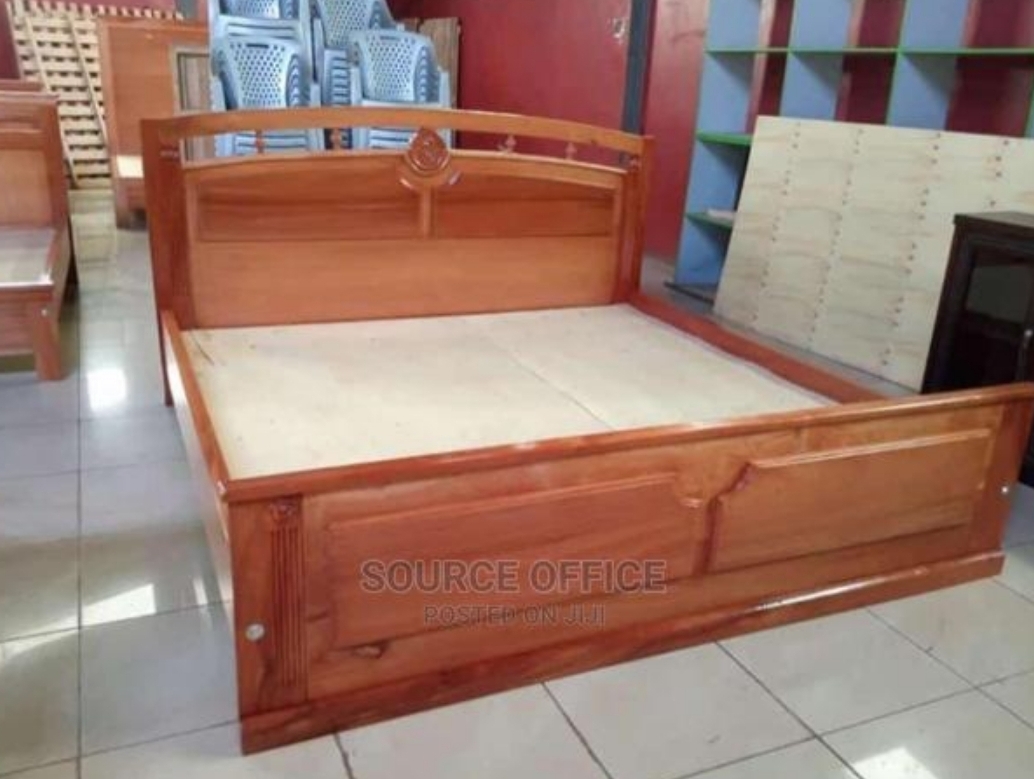Natural Finish Wooden Platform Bed Frame Uganda