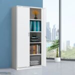 Modern 2-Door Metal Storage Unit Sleek Lockable Office Cabinet