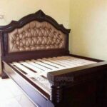 Contemporary King Bed Frame with Wooden Headboard