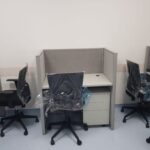 modern office setup with storage