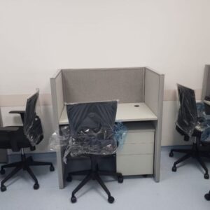 modern office setup with storage