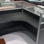 modern workstation with privacy screens