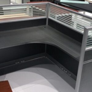 modern workstation with privacy screens