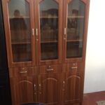 Tall Wooden Display Cupboard with Adjustable Shelves