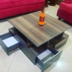 Natural Finish Coffee Table with Cross Leg Base Kampala