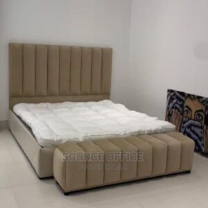 navy blue tufted workspace bed