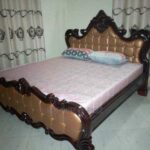 Strong Wooden Bed Frame with Reinforced Joints