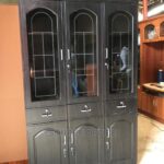 Modern Rattan Detail 3 Door Wooden Cupboard