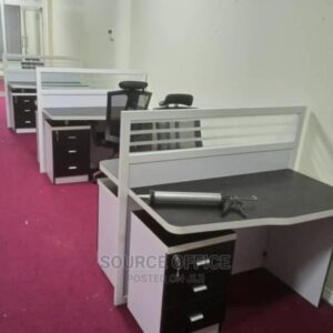 office desk with glass panel divider
