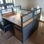 office desk with privacy divider