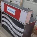 Modern Reception Desk Uganda 1.4m Office Furniture Kampala with Lockable Storage Drawers