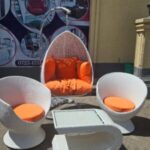 outdoor conversation set with glass top