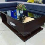 Premium Wooden Coffee Table with Geometric Base Kampala