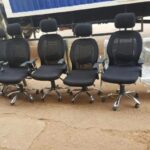 premium headrest office chair black