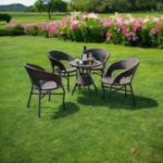 rattan balcony set with glass table