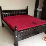 Rustic Solid Timber Bed Frame with Medium Finish Kampala