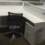 shared desk with lockable storage