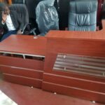 Office Reception Counter Desk Wooden Black White Uganda Professional Customer Service Desk