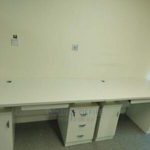 team desk with built in cabinets