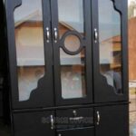 Walnut Finish 3 Door Living Room Storage Unit