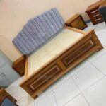 King Size Platform Bed Frame with Oak Construction