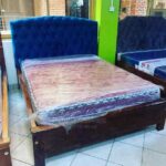 Natural Finish Wooden Bed Frame with Contemporary Design