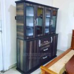Contemporary Wooden Display Cabinet with Adjustable Storage